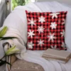 Motif vichy rouge et noir et flocons de neige - Fond noir