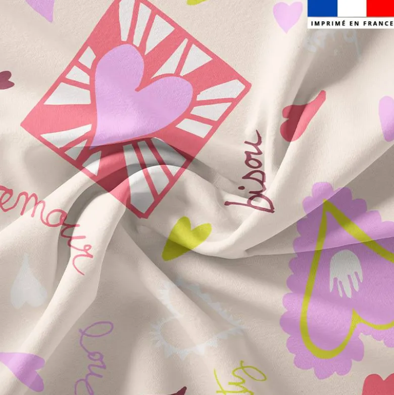 Mots doux coeurs - Fond rose - Création Lili Bambou Design
