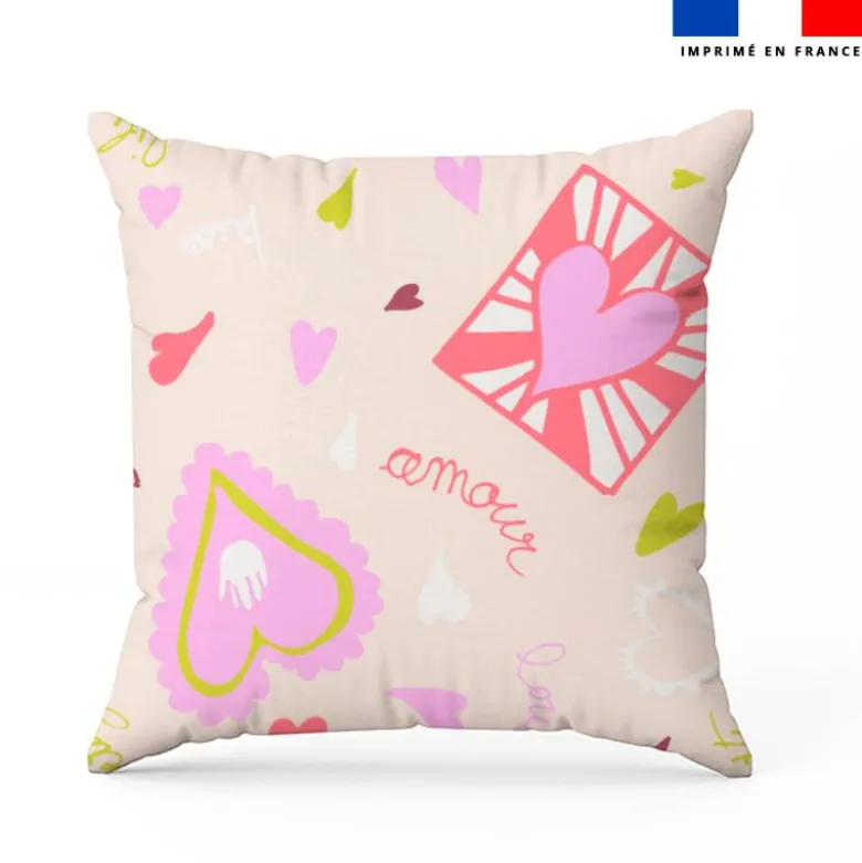 Mots doux coeurs - Fond rose - Création Lili Bambou Design