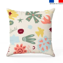 Mots doux fleurs - Fond beige - Création Lili Bambou Design