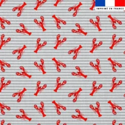 Mousseline blanche motif homard et rayure grise