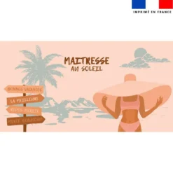 Mug imprimé maitresse au soleil saumon et vert