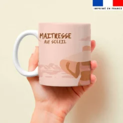 Mug imprimé maitresse au soleil saumon et rose