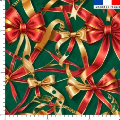 Noeud en ruban de Noël - Fond vert bouteille