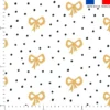 Noeud or et pois noirs - Fond blanc