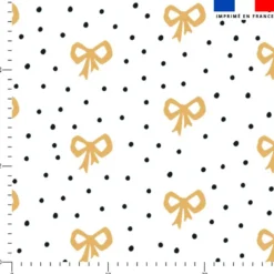 Noeud or et pois noirs - Fond blanc