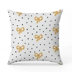 Noeud or et pois noirs - Fond blanc