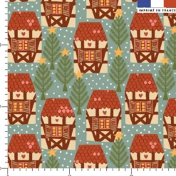 Noël en Alsace - Fond bleu vert - Création Andréa Leonelli