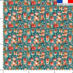 Nounours de Noël - Fond bleu