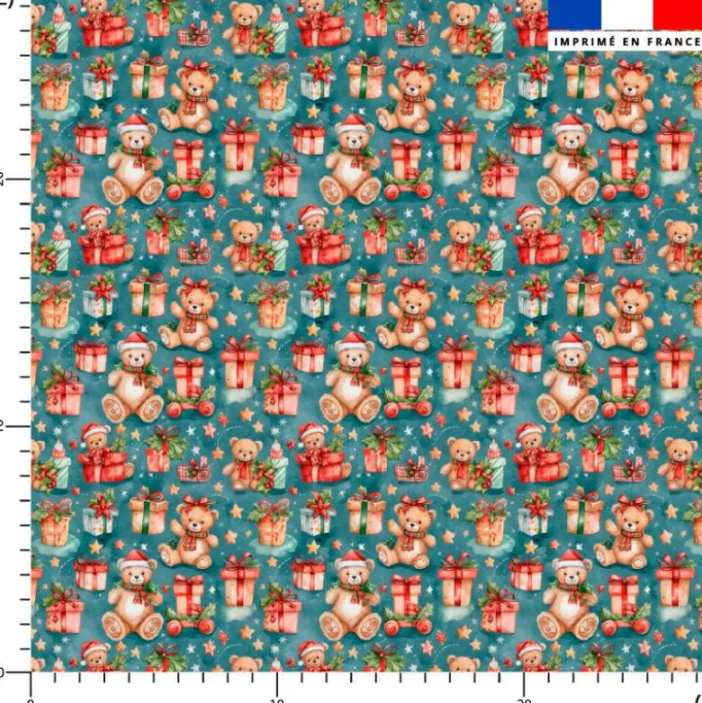 Nounours de Noël - Fond bleu