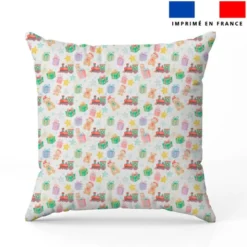 Nounours et cadeaux de Noël - Fond blanc cassé