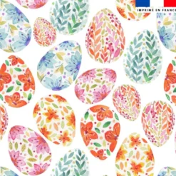 Oeuf coloré fleuri - Fond blanc