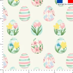 Oeufs de Pâques en fleurs - Fond crème