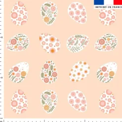 Oeufs de Pâques fleuris - Fond beige rosé