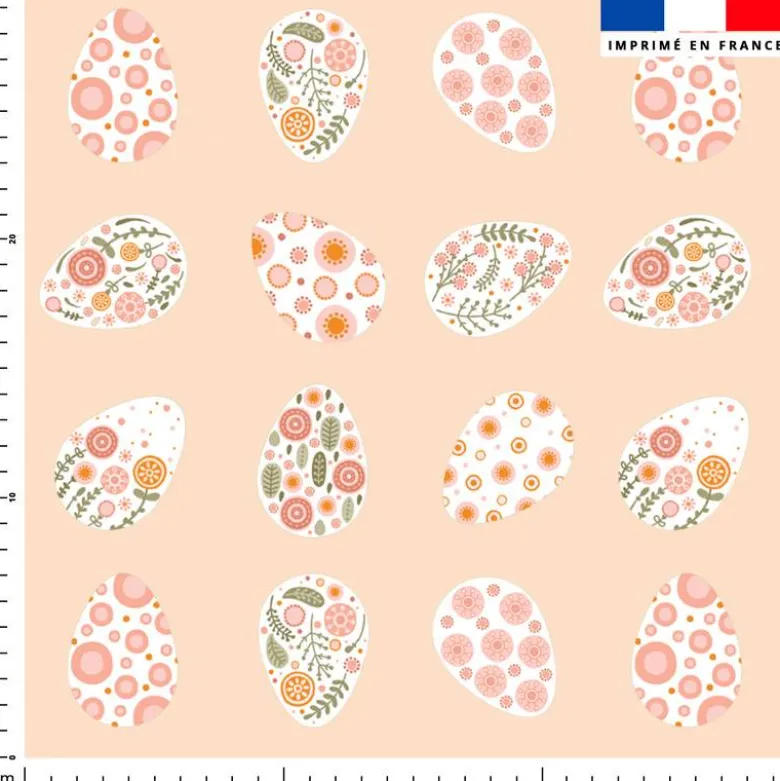 Oeufs de Pâques fleuris - Fond beige rosé