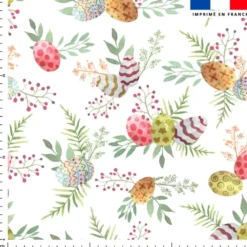 Oeufs de Pâques fleuris - Fond blanc