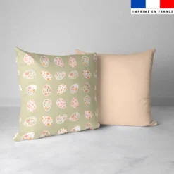 Oeufs de Pâques fleuris - Fond vert de gris