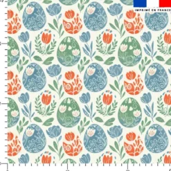 Oeufs de Pâques floral - Fond écru