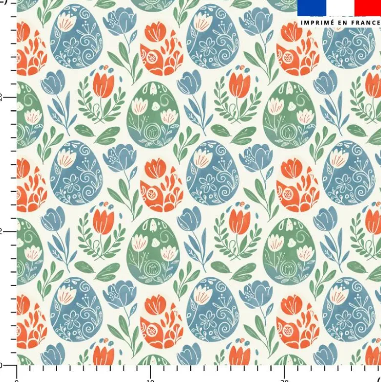 Oeufs de Pâques floral - Fond écru