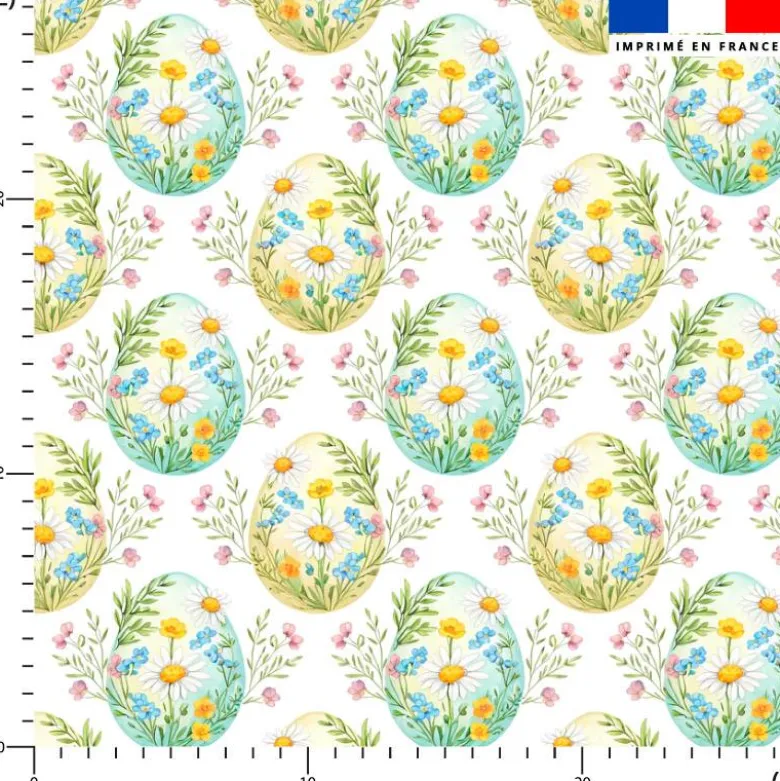 Oeufs de Pâques printaniers - Fond blanc
