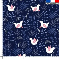 Oiseau et fleur sauvage - Fond bleu foncé