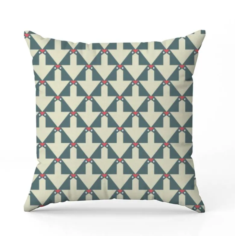 Oiseau graphique vert de gris - Fond écru - Création Lili Bambou Design
