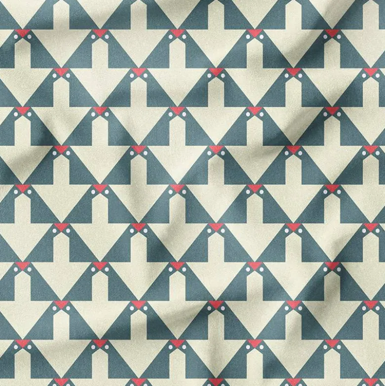 Oiseau graphique vert de gris - Fond écru - Création Lili Bambou Design
