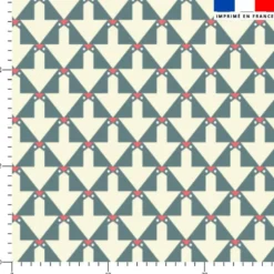 Oiseau graphique vert de gris - Fond écru - Création Lili Bambou Design