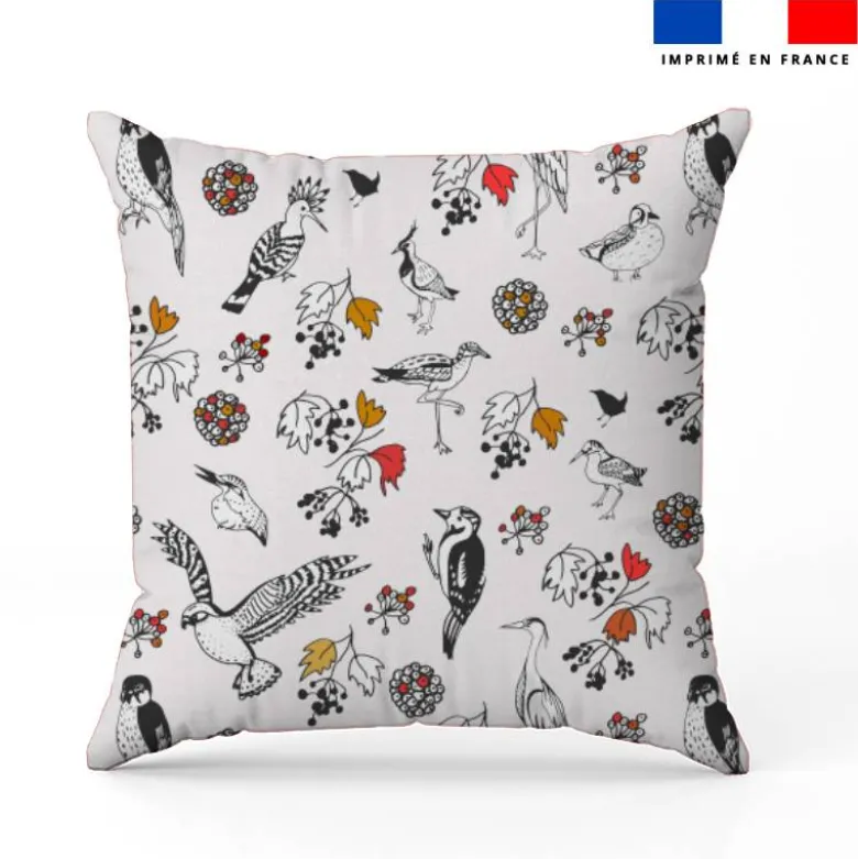 Oiseaux et feuilles - Fond écru - Création Lili Bambou Design