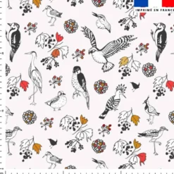 Oiseaux et feuilles - Fond écru - Création Lili Bambou Design