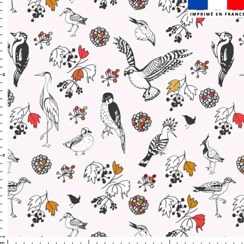 Oiseaux et feuilles - Fond écru - Création Lili Bambou Design