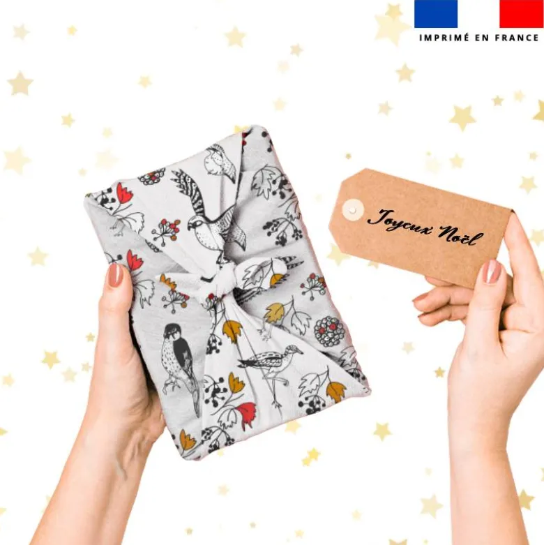 Oiseaux et feuilles - Fond écru - Création Lili Bambou Design