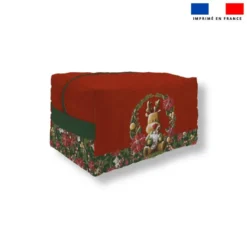 Pack couture trousse de toilette - Motif animaux couronne de Noël - Création Stillistic