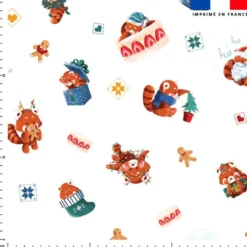 Panda roux noel et pain d'épice - Fond blanc