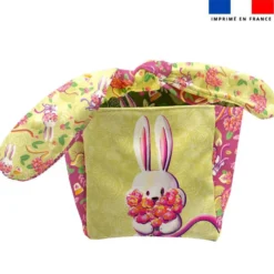 Panier de Pâques imprimé lapin printanier vert et framboise - Création Stillistic