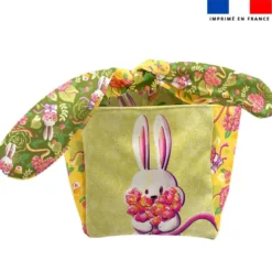 Panier de Pâques imprimé lapin printanier vert et jaune - Création Stillistic