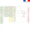 Panier de Pâques lapin blanc et jaune pastel motif oeufs multicolores