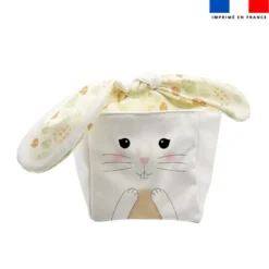 Panier de Pâques lapin blanc motif joyeuses Pâques