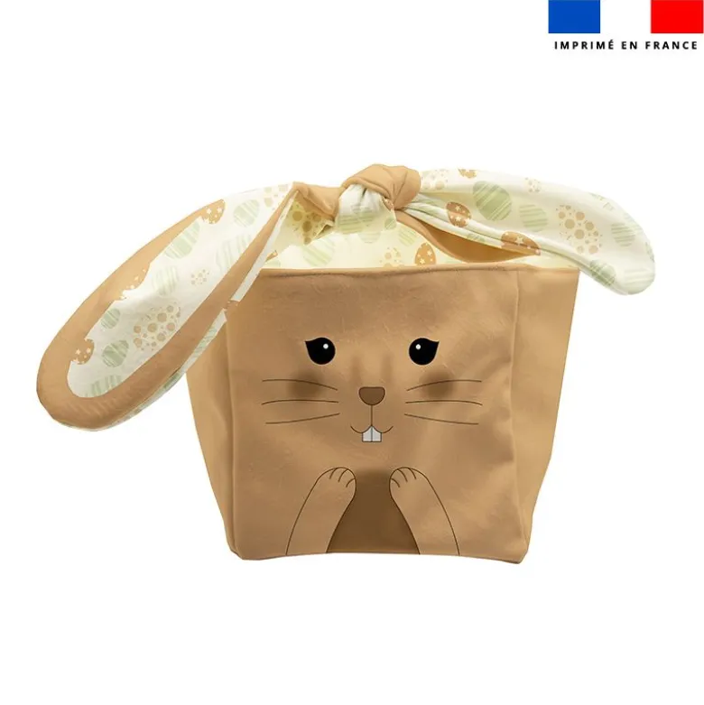 Panier de Pâques lapin camel motif joyeuses Pâques
