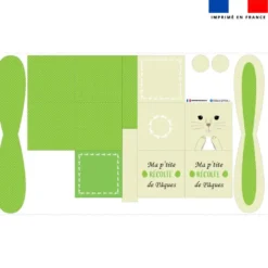 Panier de Pâques lapin crème et vert pomme motif à pois blanc
