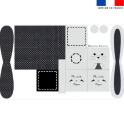 Panier de Pâques lapin gris motif géométrique noir