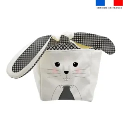 Panier de Pâques lapin gris motif géométrique noir