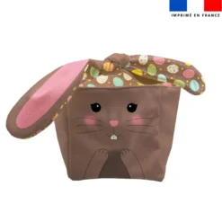 Panier de Pâques lapin marron motif œufs de Pâques en chocolat