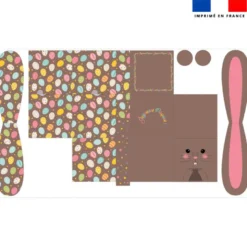 Panier de Pâques lapin marron motif œufs de Pâques en chocolat