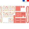 Panier de Pâques lapin rose corail motif œufs de Pâques multicolores