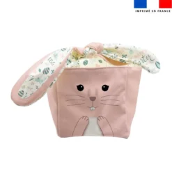 Panier de Pâques lapin rose motif Happy Easter