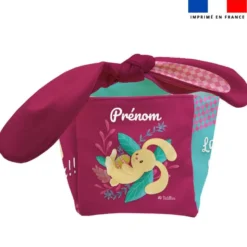 Panier de Pâques personnalisé - Lapin feuillage rose - Création Nidillus Carémoli