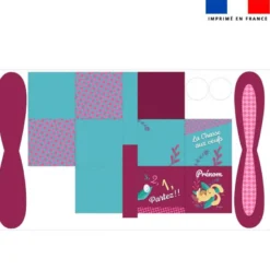 Panier de Pâques personnalisé - Lapin feuillage rose - Création Nidillus Carémoli