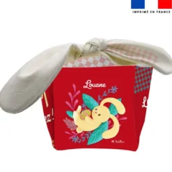 Panier de Pâques personnalisé - Lapin feuillage rouge - Création Nidillus Carémoli
