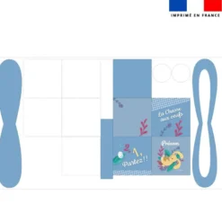 Panier de Pâques personnalisé - Lapin feuillage bleu gris - Création Nidillus Carémoli